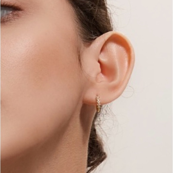 NWT Aurelie Gi 14k gold Leslie Natural Diamonds Huggie hoop earring - Picture 3 of 7